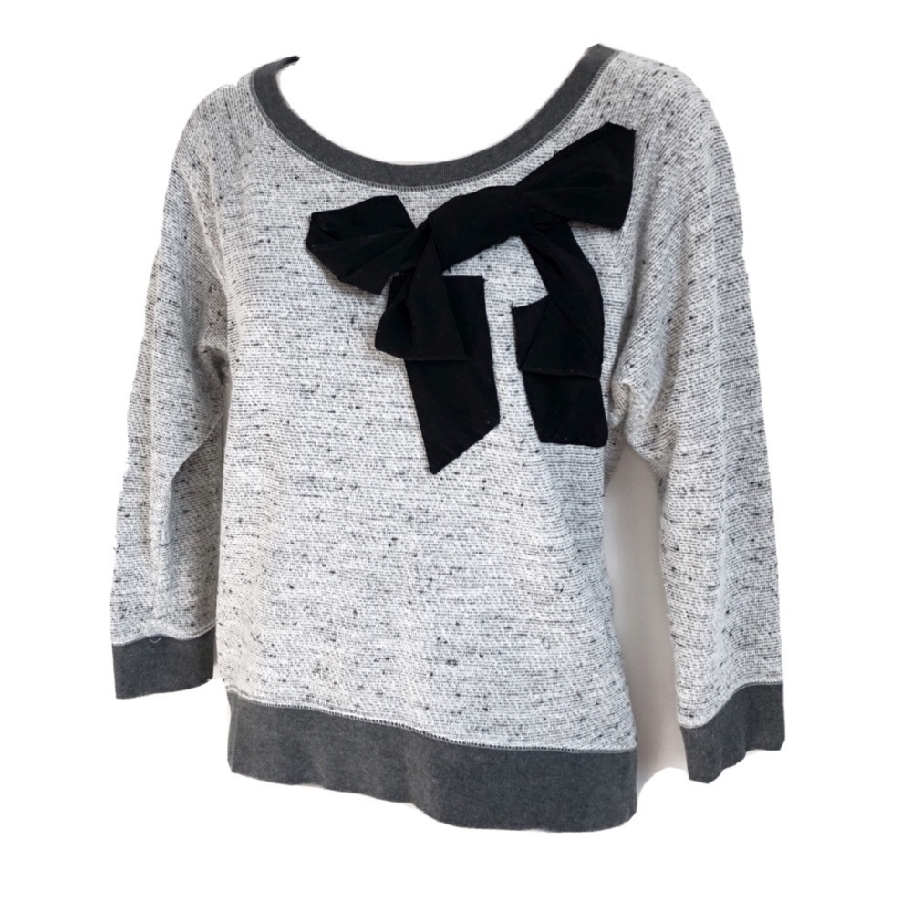 🆕 GAP high low bow 3/4 sleeve gray sweatsh…